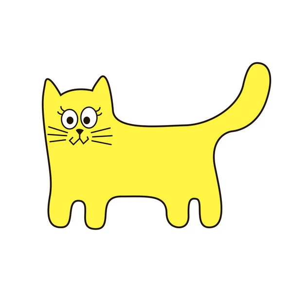 Rolig stiliserad katt skylt tecknad ikon i kurvan linjer — Stock vektor