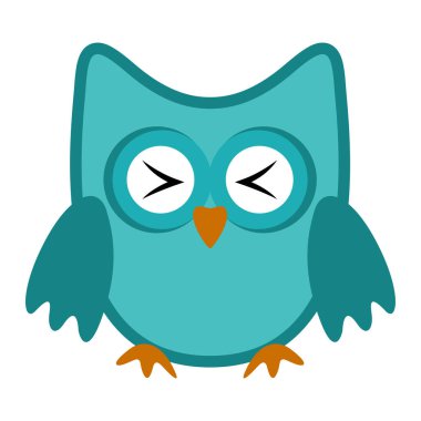 Baykuş biçimlendirilmiş komik simge mavi renkler