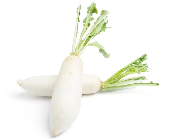 Daikon Rädisor Isolerade Vit Bakgrund — Stockfoto