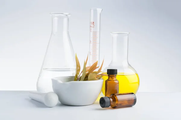 Рослинна Медицина Природні Органічні Наукові Дослідження Скляного Посуду — стокове фото