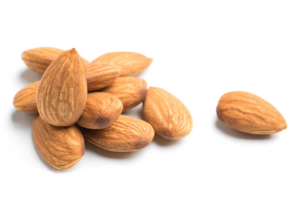 Closeup Almonds Isolated White Background — Stock Photo, Image