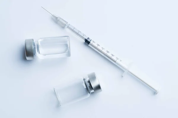 Orvosi Üvegből Készült Injekciós Üveg Védőoltáshoz Való Fecskendő — Stock Fotó