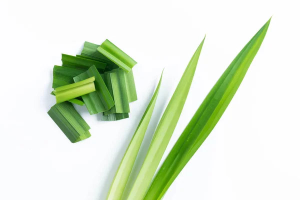 Fresh Green Pandan Screwpine Leaves Isolated White Background — Stock Photo, Image