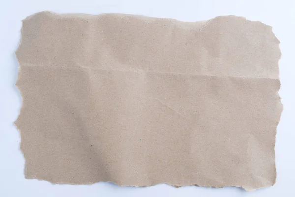 Ripped Brown Paper White Background — Stock Photo, Image