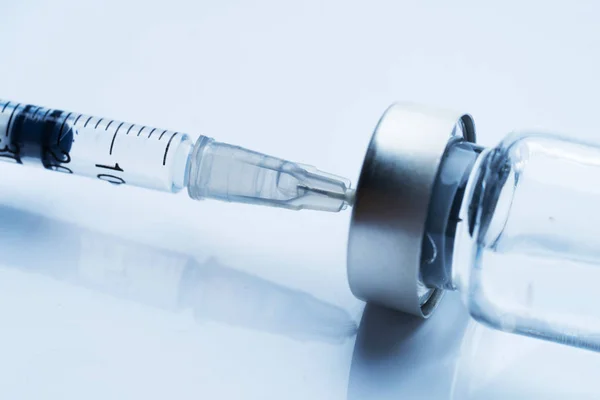 Medicijnfles Voor Injectie Flacons Van Medisch Glas Spuit Voor Vaccinatie — Stockfoto