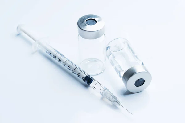 Medicijnfles Voor Injectie Flacons Van Medisch Glas Spuit Voor Vaccinatie — Stockfoto