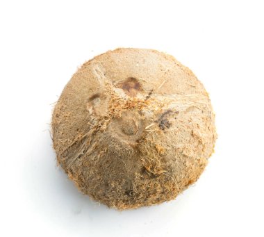 Beyaz arka plan üzerinde izole yarım Hindistan cevizi Üstten Görünüm