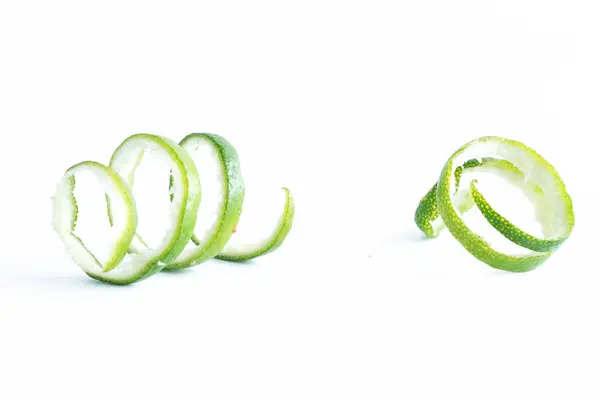 Green Lemon Twist White Background — Stock Photo, Image