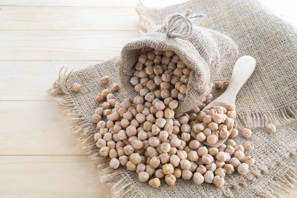 beautiful chickpeas on hemp sack with sack background