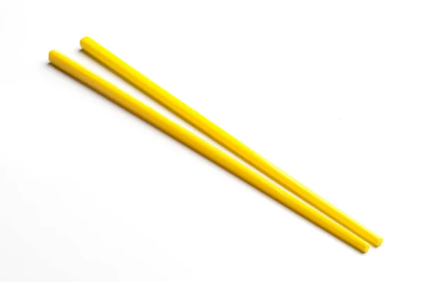 Yellow Chopsticks Isolated White Background — Stock Photo, Image