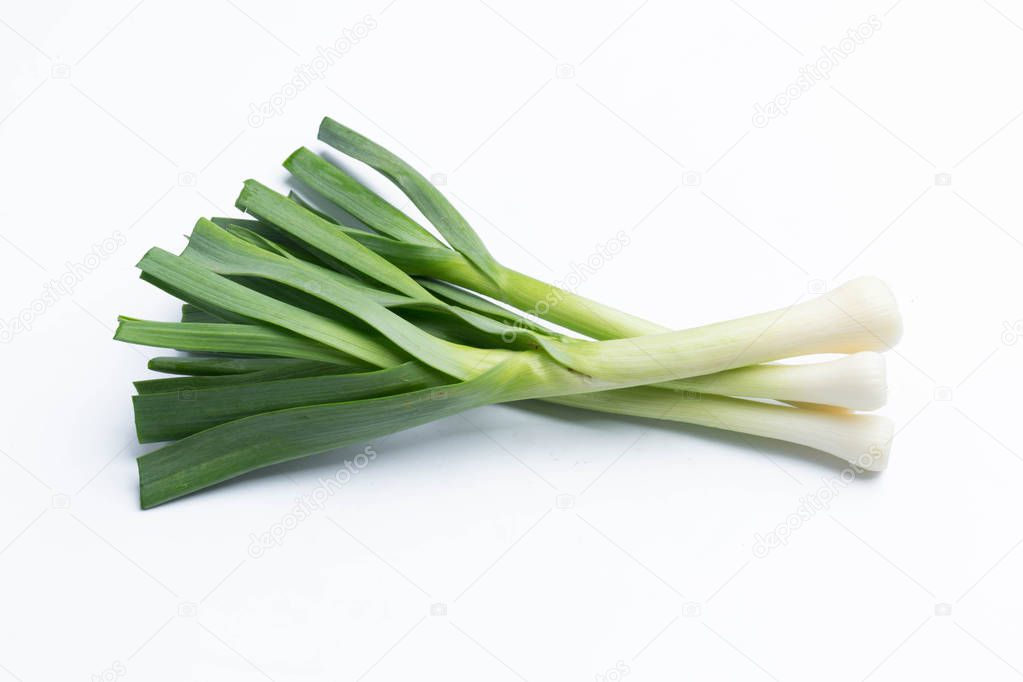 young-green garlic isolated on white background