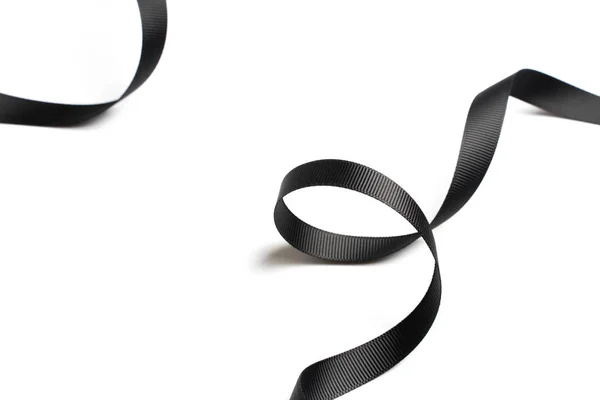 Beautiful Black Ribbon Twist Spiral Isolated White Background — Stock Photo, Image