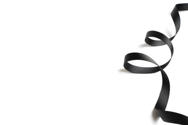 Beautiful Black Ribbon Twist Spiral Isolated White Background — Stock Photo, Image