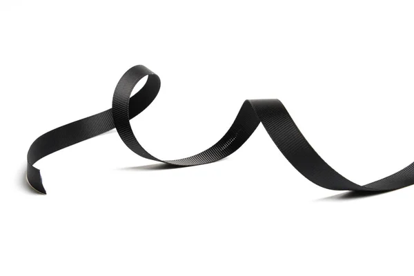 Beautiful Black Ribbon Twist Spiral Isolated White Background — Stock Photo, Image