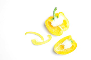 Beyaz arka plan üzerinde üstten görünüm izole Yellowpeppers