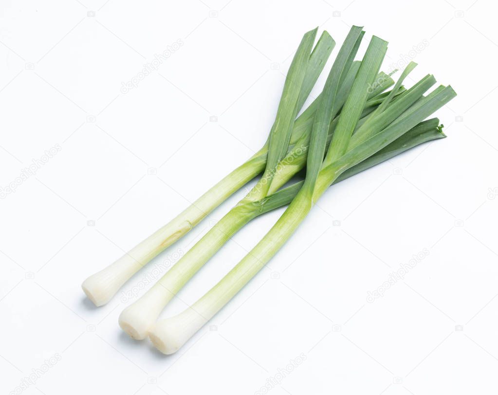 young-green garlic isolated on white background