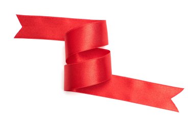 Beyaz arka plan üzerinde izole kırmızı kurdele kenarlık