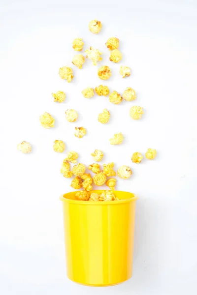Popcorn Emmer Witte Achtergrond — Stockfoto