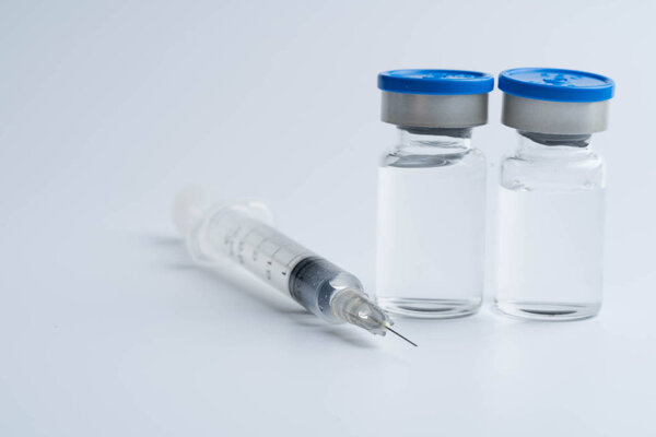 medicine bottle for injection medical glass vials and syringe for vaccination