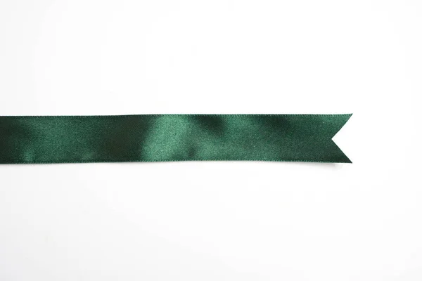 Green Ribbon Border Isolated White Background — Stock Photo, Image