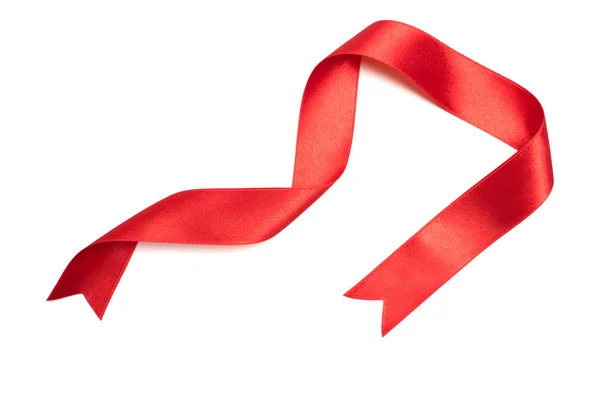 Red Ribbon Border Isolated White Background — Stock Photo, Image