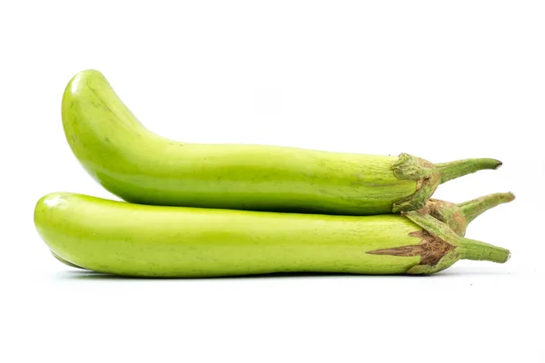 Aubergine Verse Groenten Witte Achtergrond Geïsoleerd — Stockfoto