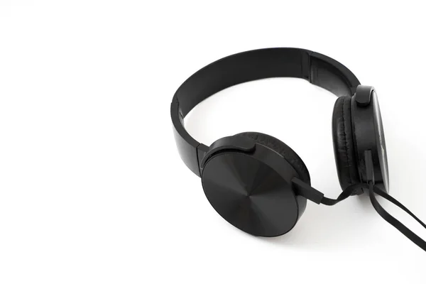 Kopfhörer Kopfhörer Realistische Schwarze Kopfhörer Auf Weiß — Stockfoto