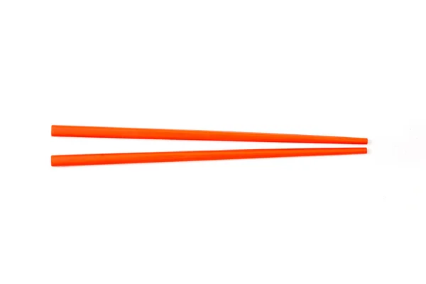 Κόκκινα Chopsticks Απομονωμένα Λευκό Φόντο — Φωτογραφία Αρχείου
