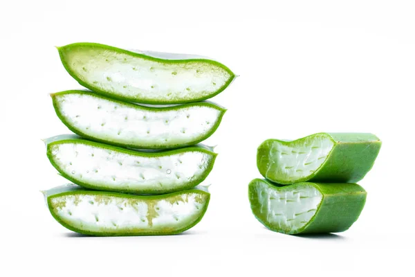 Aloe Vera Sliced Isolated White Background — Stock Photo, Image