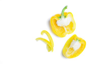 Beyaz arka plan üzerinde üstten görünüm izole Yellowpeppers