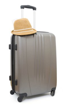 yaz tatil kavramı bavul ya da Bagaj çanta şapka ile seyahat