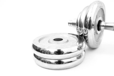 gümüş demir dambıl beyaz izole 