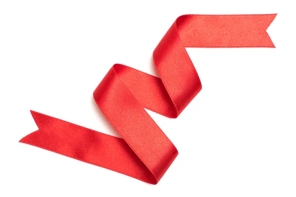 Red ribbon border isolated on white — Stock Photo, Image