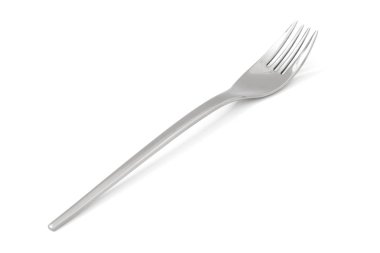 gümüş çatal üzerinde beyaz izole