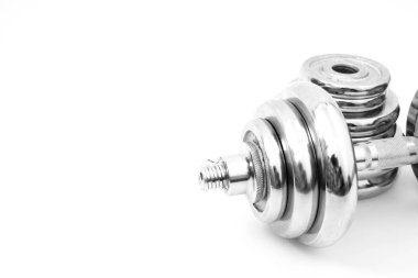 gümüş demir dambıl beyaz izole 