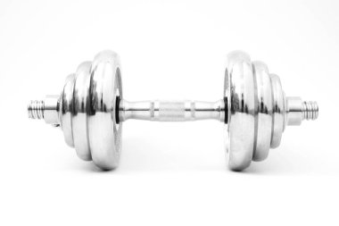 gümüş demir dambıl beyaz izole 