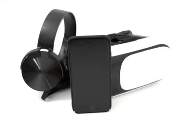 vr kutusu sanal gerçeklik gözlüğü mobil kulaklık izole