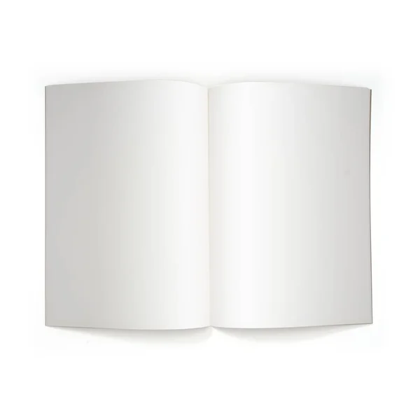 Aperto libro bianco verticale opuscolo pagina notebook copertina rivista — Foto Stock