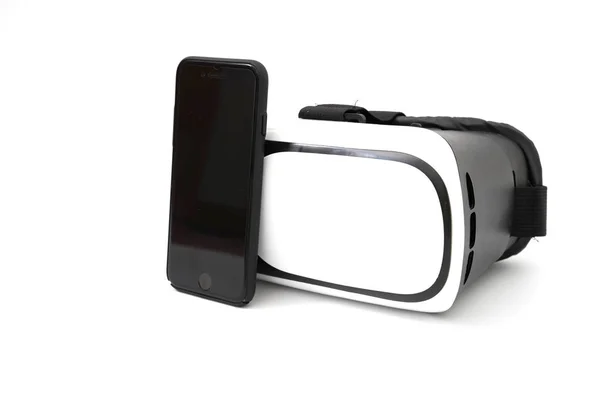 Vr box virtual reality glasses and mobile isolated — Stock Photo, Image