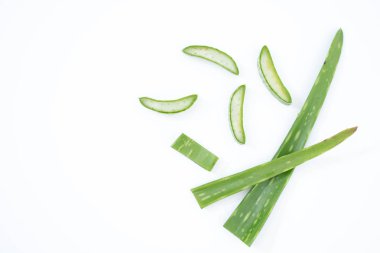 aloe vera beyaz bir izole dilimlenmiş