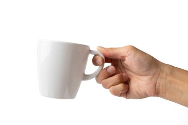 beyaz üzerinde el tutma fincan