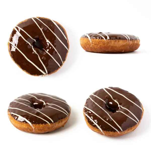 Chocolate donut isolated on white — Stock Photo, Image