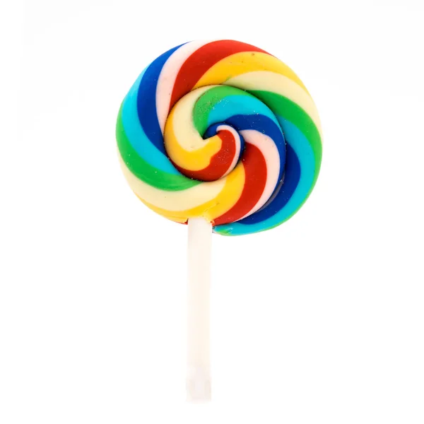 Colorful rainbow lollipop swirl isolated on white — Stock Photo, Image