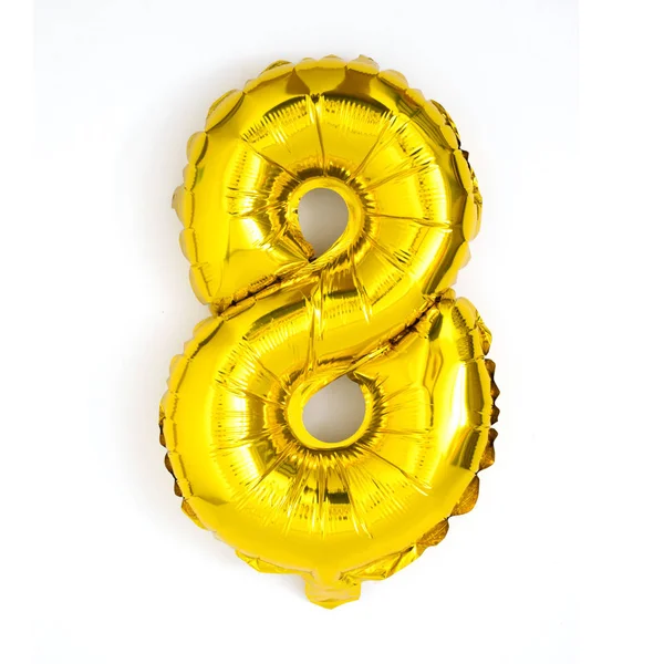 Número de oro ocho globo fiesta aniversario decoración —  Fotos de Stock