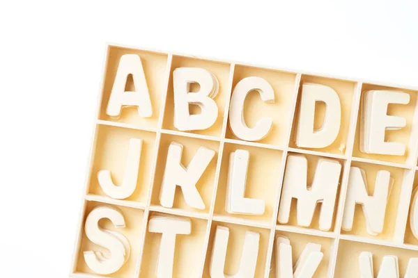 ABC angol fa betűk fehér — Stock Fotó