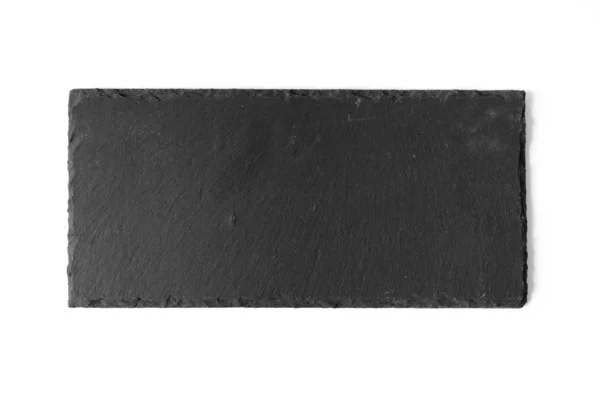 Placa de pedra preta isolada em branco — Fotografia de Stock