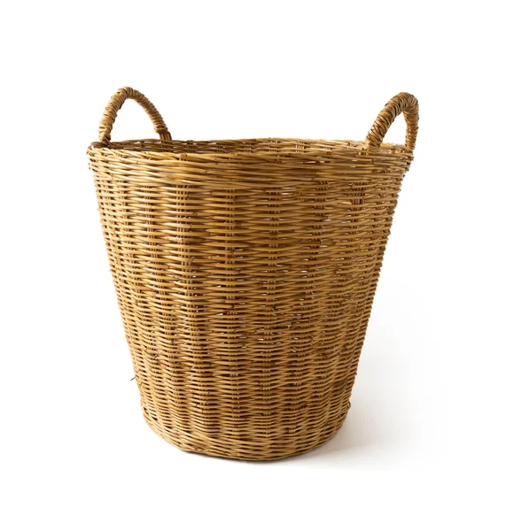 Wicker clothes basket isolated — Stock Photo, Image