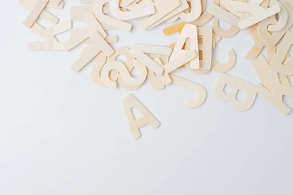 ABC english wood letters on white