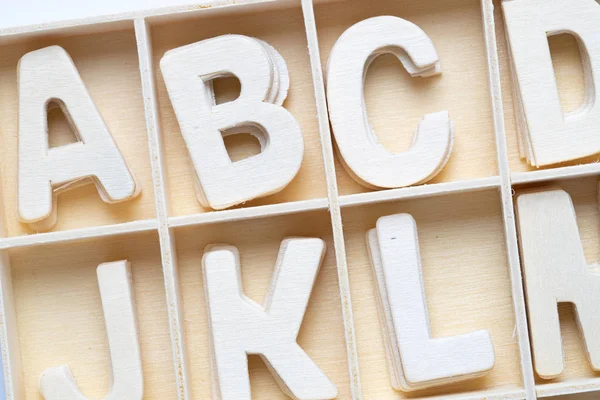 ABC english wood letters on white