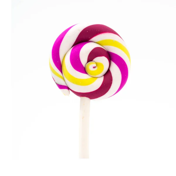 Colorful rainbow lollipop swirl isolated on white — Stock Photo, Image